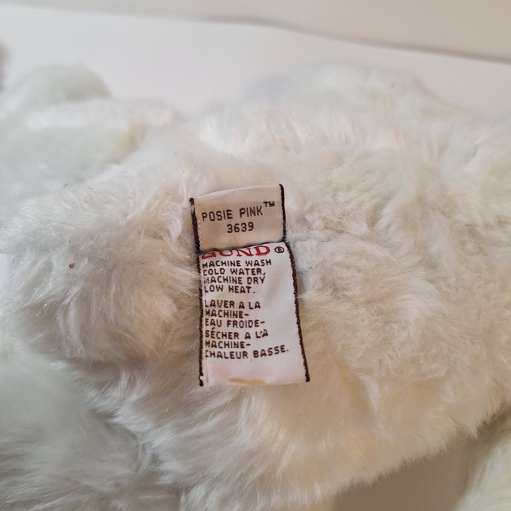 Gund Posie Pink White Bunny Rabbit Plush‎ Stuffed Animal With Plaid Bow - Picture 5 of 5